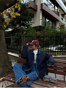 Kadın Jeans Detaylı Cıtcıtlı Ceket Mont - Lacivert