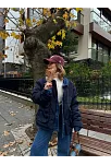 Kadın Jeans Detaylı Cıtcıtlı Ceket Mont - Lacivert