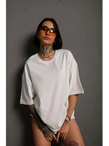 Kadın Tişört Yazlık Düz Kısa Kol Penye T-shirt - Beyaz