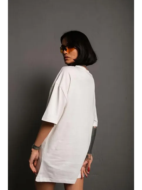 Kadın Tişört Yazlık Düz Kısa Kol Penye T-shirt - Beyaz