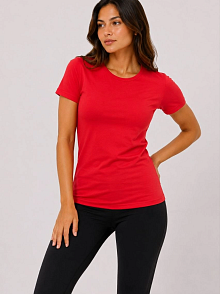 Kadın 3’lü Kısa Kollu Bisiklet Yaka Basic Slim Fit T-shirt - Kırmızı - Mavi - Turuncu