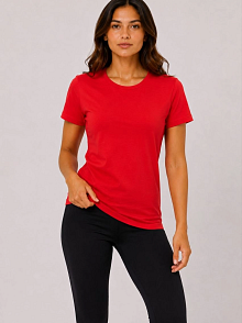 Kadın 3’lü Kısa Kollu Bisiklet Yaka Basic Slim Fit T-shirt - Kırmızı - Turuncu - Bej