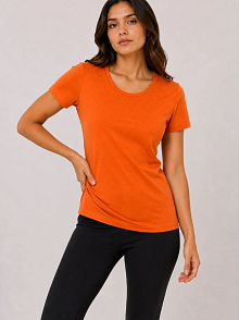 Kadın 3’lü Kısa Kollu Bisiklet Yaka Basic Slim Fit T-shirt - Turuncu - Bej - Hardal