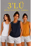 Kadın 3’lü Kolsuz Sporcu Atlet Seti Yazlık Bisiklet Yakalı - Beyaz, Lacivert, Hardal Kadın 3’lü Kolsuz Sporcu Atlet Seti Yazlık Bisiklet Yakalı - Beyaz, Lacivert, Hardal