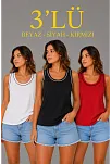 Kadın 3’lü Kolsuz Sporcu Atlet Seti Yazlık Bisiklet Yakalı - Beyaz, Siyah, Kırmızı Kadın 3’lü Kolsuz Sporcu Atlet Seti Yazlık Bisiklet Yakalı - Beyaz, Siyah, Kırmızı