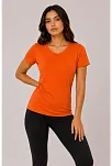 Kadın Basic Bisiklet Yaka Yazlık Slim Fit T-shirt - Mor  & Turuncu