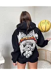 Kadın 2 İplik Metallıca Baskılı Kapüşonlu Hoodie Sweatshirt - Siyah