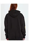 Kadın Oversize Kapüşonlu Cepli Ön Kol Baskılı 3 İplik Pamuklu Hoodie Sweatshirt - Siyah