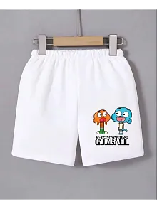 Kadın Beli Lastikli Baskılı Mini Şort - Beyaz