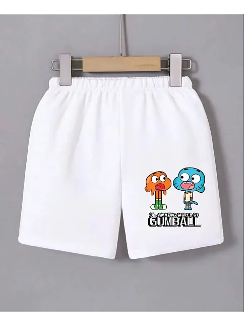 Kadın Beli Lastikli Baskılı Mini Şort - Beyaz