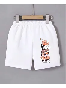 Kadın Beli Lastikli Baskılı Mini Şort - Beyaz