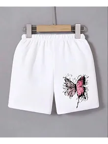 Kadın Beli Lastikli Baskılı Mini Şort - Beyaz