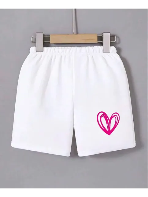 Kadın Beli Lastikli Baskılı Mini Şort - Beyaz