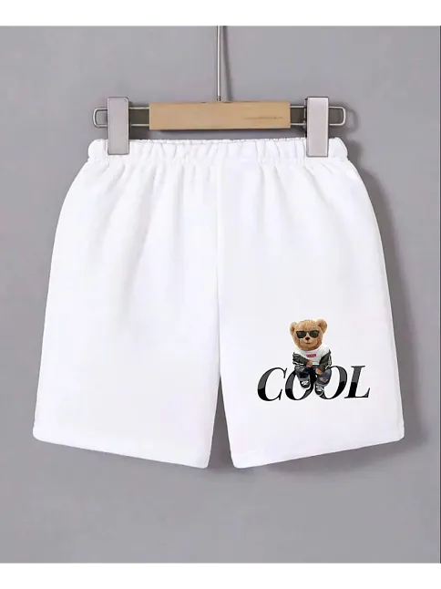 Kadın Beli Lastikli Baskılı Mini Şort - Beyaz