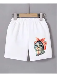 Kadın Beli Lastikli Baskılı Mini Şort - Beyaz