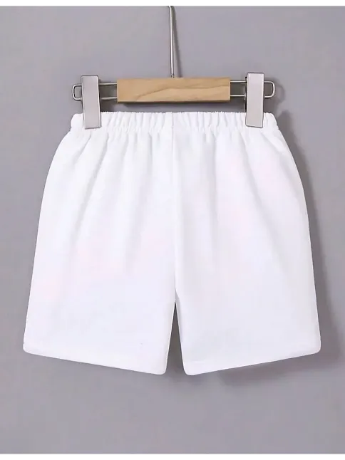 Kadın Beli Lastikli Mini Düz Şort - Beyaz