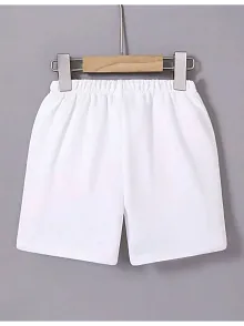 Kadın Beli Lastikli Mini Düz Şort - Beyaz