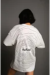 Kadın Bisiklet Yakalı Sırt Baskılı  Kısa Kol Oversize T-shirt - Beyaz