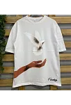 Kadın Kısa Kol Yazlık Tişört Bisiklet Yaka Uzi Güvercin Baskılı T-shirt - Beyaz