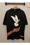 Kadın Kısa Kol Yazlık Tişört Bisiklet Yaka Uzi Güvercin Baskılı T-shirt - Siyah