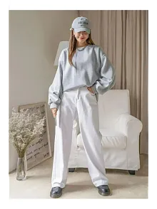 Kadın 3 İplik Pamuklu Oversize Yarım Fermuarlı Yakalı Basic Sweatshirt - Gri