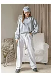 Kadın 3 İplik Pamuklu Oversize Yarım Fermuarlı Yakalı Basic Sweatshirt - Gri