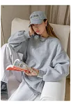 Kadın 3 İplik Pamuklu Oversize Yarım Fermuarlı Yakalı Basic Sweatshirt - Gri