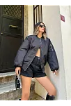 Kadın Oversize Bomber Ceket – Siyah, Fermuarlı, Sokak Modası Tarzı Mont - Siyah