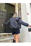 Kadın Oversize Bomber Ceket – Siyah, Fermuarlı, Sokak Modası Tarzı Mont - Siyah