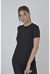 Kadın File Cepli T-shirt Kısa Kol Bisiklet Yaka Slimfit Tişört  - Siyah
