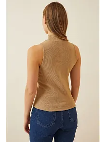 Kadın Full Likralı Fitilli Kaşkorse Body - Camel