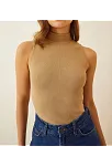 Kadın Full Likralı Fitilli Kaşkorse Body - Camel