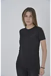 Kadın Gögüs Fileli T-shirt Kısa Kol Bisiklet Yaka Slimfit Tişört   - Siyah