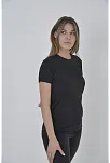 Kadın Gögüs Fileli T-shirt Kısa Kol Bisiklet Yaka Slimfit Tişört   - Siyah