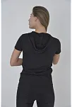 Kadın Kapüşonlu T-shirt Kısa Kol Bisiklet Yaka Slimfit Tişört   - Siyah