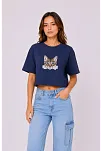 Kadın Kedi Baskılı Oversize Crop Tişört Salaş Basic Yarım Kol T-shirt - Lacivert Kadın Kedi Baskılı Oversize Crop Tişört Salaş Basic Yarım Kol T-shirt - Lacivert