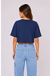 Kadın Kedi Baskılı Oversize Crop Tişört Salaş Basic Yarım Kol T-shirt - Lacivert Kadın Kedi Baskılı Oversize Crop Tişört Salaş Basic Yarım Kol T-shirt - Lacivert