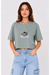 Kadın Kedi Baskılı Oversize Crop Tişört Salaş Basic Yarım Kol T-shirt - Mint Yeşili Kadın Kedi Baskılı Oversize Crop Tişört Salaş Basic Yarım Kol T-shirt - Mint Yeşili
