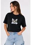 Kadın Kedi Baskılı Oversize Crop Tişört Salaş Basic Yarım Kol T-shirt - Siyah Kadın Kedi Baskılı Oversize Crop Tişört Salaş Basic Yarım Kol T-shirt - Siyah