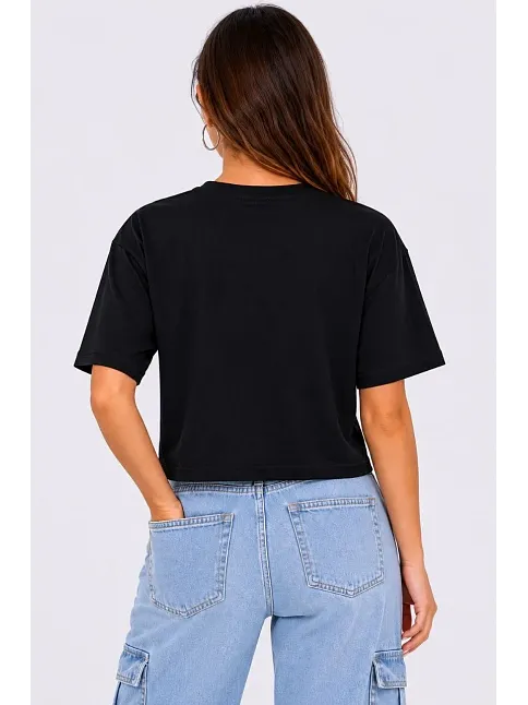 Kadın Kedi Baskılı Oversize Crop Tişört Salaş Basic Yarım Kol T-shirt - Siyah Kadın Kedi Baskılı Oversize Crop Tişört Salaş Basic Yarım Kol T-shirt - Siyah