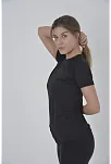 Kadın Omuz Fileli T-shirt Kısa Kol Bisiklet Yaka Slimfit Tişört  - Siyah