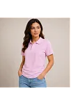 Kadın Polo Yaka Pike Kumaş Düğmeli Basic Tişört Günlük Rahat - Pembe Kadın Polo Yaka Pike Kumaş Düğmeli Basic Tişört Günlük Rahat - Pembe