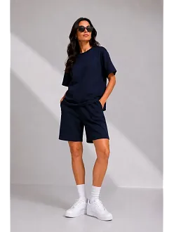 Kadın Premium Osy Modal Yumuşak Dokulu Tişört Cepli Şort Alt Üst Takım - Siyah