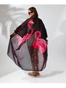 Kadın Rahat Kesim Şifon Kimono - Siyah