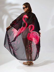 Kadın Rahat Kesim Şifon Kimono - Siyah