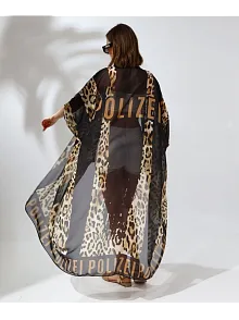 Kadın Rahat Kesim Şifon Kimono - Leopar