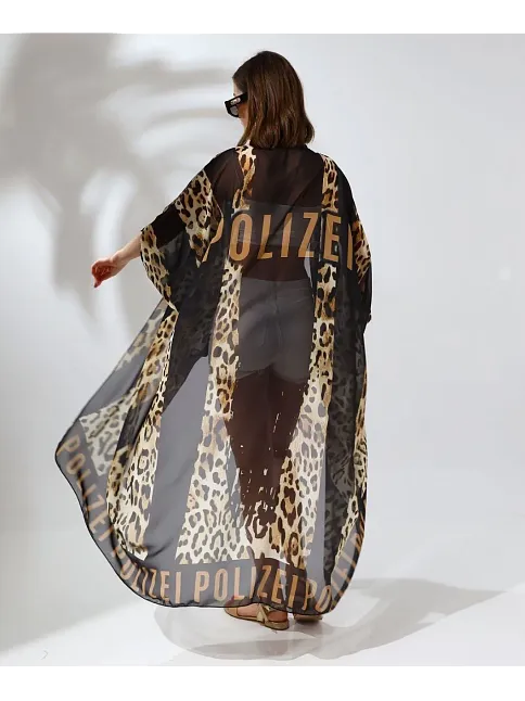 Kadın Rahat Kesim Şifon Kimono - Leopar