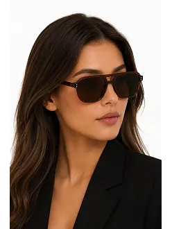 Kadın Retro Tasarım Kahverengi Çerçeveli Kahverengi Camlı Güneş Gözlüğü