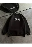 Kadın 3 İplik Pamuklu Bisiklet Yaka Baskılı Sweatshirt - Siyah