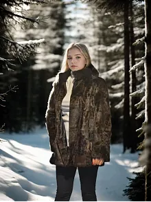 Kadın Premium Doğal Kürk Deri Ceket - Leopar
